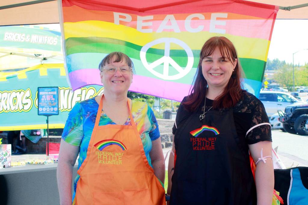 Federal Way Pride chair Kim Larsen and Treasurer Farrah Rinehart at the annual Federal Way Pride event on Aug. 2.