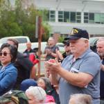 Veteran Randy Williams applauds at the 9/11 memorial event hosted by South King Fire. Photo by Keelin Everly-Lang / the Mirror