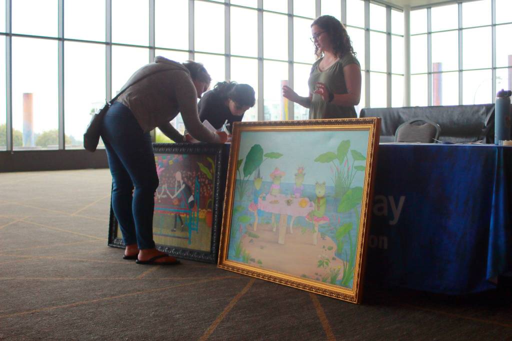 Artists check in their art at the Federal Way Performing Arts and Event Center for Arts Alive. Photos by Keelin Everly-Lang / the Mirror