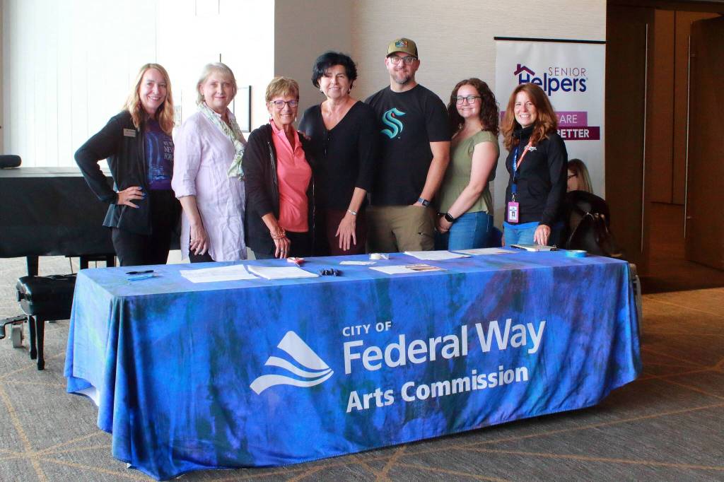 The Federal Way Arts Commission and Federal Way staff member. From left to right, Vickie Chynoweth, Karen Brugato (Chair), Cindy Ducich, Iveta Felzenberg, Tom Bristol, Federal Way staff member Cassie Swan and Kimberly Bowman. Photos by Keelin Everly-Lang / the Mirror