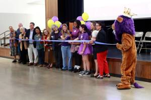 Students, local leaders and FWPS officials cut the ribbon to celebrate the completion of construction of the Illahee Middle School rebuild. Photo by Keelin Everly-Lang / the Mirror