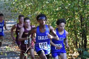 Quinton King Jackson (191) leads the front pack for the Eagles. Ben Ray / The Mirror