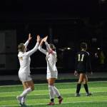 Riley Soule and Adalyn Sykes celebrate a goal against Decatur. Ben Ray / The Mirror