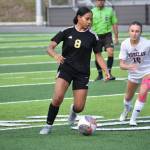 Lavinia Suazo looks for a teammate to pass to for Decatur. Ben Ray / The Mirror