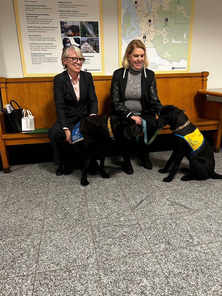 Page Ulrey and Felicia Ako of the Courthouse with Errol. Courtesy photo