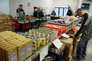 Volunteers and staff at the Multi-Service Center food bank. (Mirror file photo)