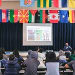 Kiku Hughes shares other local books and graphic novels about Japanese-American Incarceration and its dark history. Photo courtesy of the Kent School District.