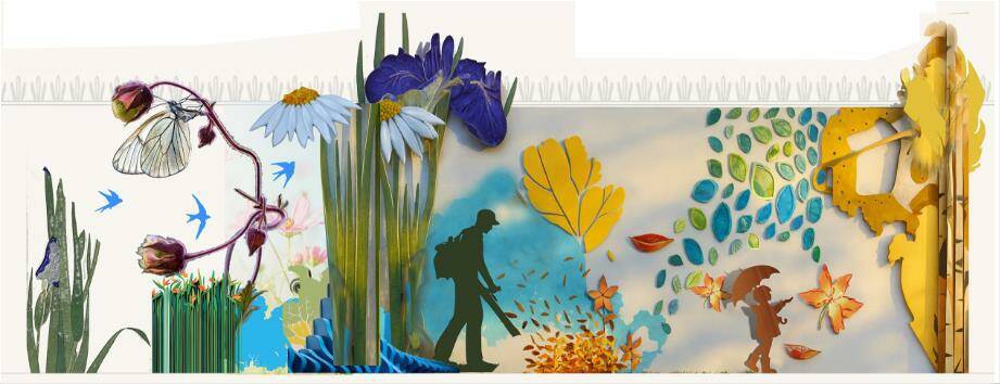 This piece of artist Tsovinar Muradyans proposal highlights summer and autumn and features local plants and colorful representations of the relationship between the city and nature. (Artist image)