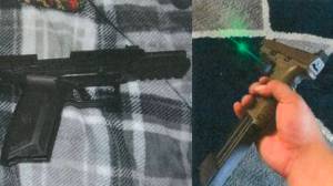 Left to right: The firearm found at Tolberts home and the firearm he sold after the Federal Way shootout. Photos from court documents.