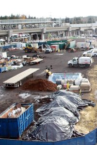 What is now a construction zone next to the Federal Way light rail station will ultimately become one of the Transit Oriented Development (TOD) projects next to the light rail. MSC will partner to transform one of these parcels of land into affordable housing units, but the others have not yet been awarded. Photo by Keelin Everly-Lang / the Mirror