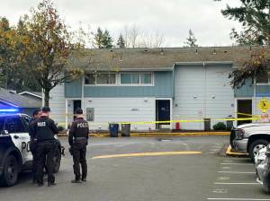 The scene of the shooting at Evergreen Court Apartments. Photo by Joshua Solorzano/The Mirror