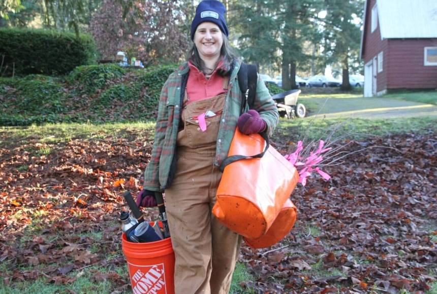 <p>Volunteers teamed up with the Washington Native Plant Society and the city of Federal Way on park restoration efforts at Celebration Park and Steel Lake Annex on Jan. 18, including Amanda Miller, executive director of South King Tool Library. Photo courtesy of the city of Federal Way</p>