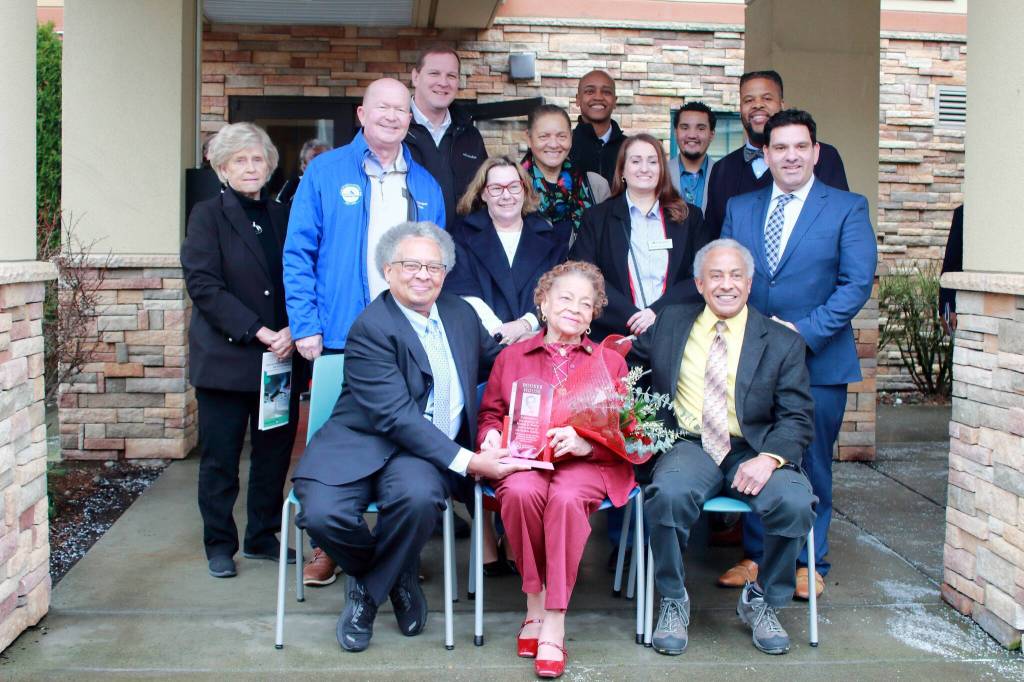 Federal Way council members, staff, community members, Booker family members and the King County Executive join to celebrate the opening of Booker House. Photo by Keelin Everly-Lang / the Mirror