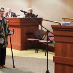 Susan Honda is sworn in as the council president after the vote at the special election on Feb. 10, 2026. Photo by Keelin Everly-Lang / the Mirror