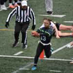 Darlene Kuedituka reaches the ball into the end zone to score for the Titans. Ben Ray / The Mirror