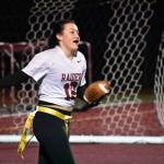 Claire Kaspersen scores a touchdown for Thomas Jefferson. Ben Ray / The Mirror