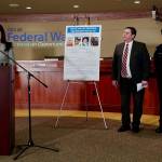 Federal Bureau of Investigation Seattle Public Affairs Specialist Amy Alexander, Federal Way Mayor Jim Ferrell, Federal Way Police Department Chief Andy Hwang, FBI Special Agent in Charge Mike Harrington and Assistant U.S. Attorney for the Western District of Washington Crystal Correa. Photo by Joshua Solorzano/The Mirror.