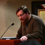 Public commenter Nathan Orth at the Federal Way City Council meeting on March 24. Photo by Bruce Honda.