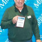 Photo by Keelin Everly-Lang / the Mirror
David Harrison accepts awards for FUSION and Poverty Bay Cafe.