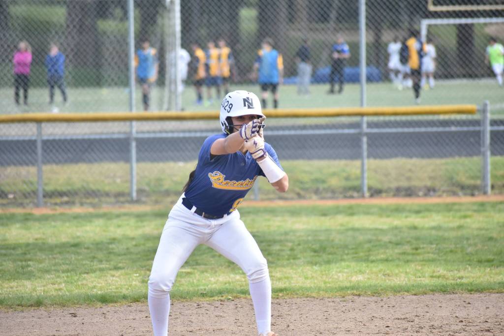 Ava Quiroz does a double celebration on second base. Ben Ray / The Mirror