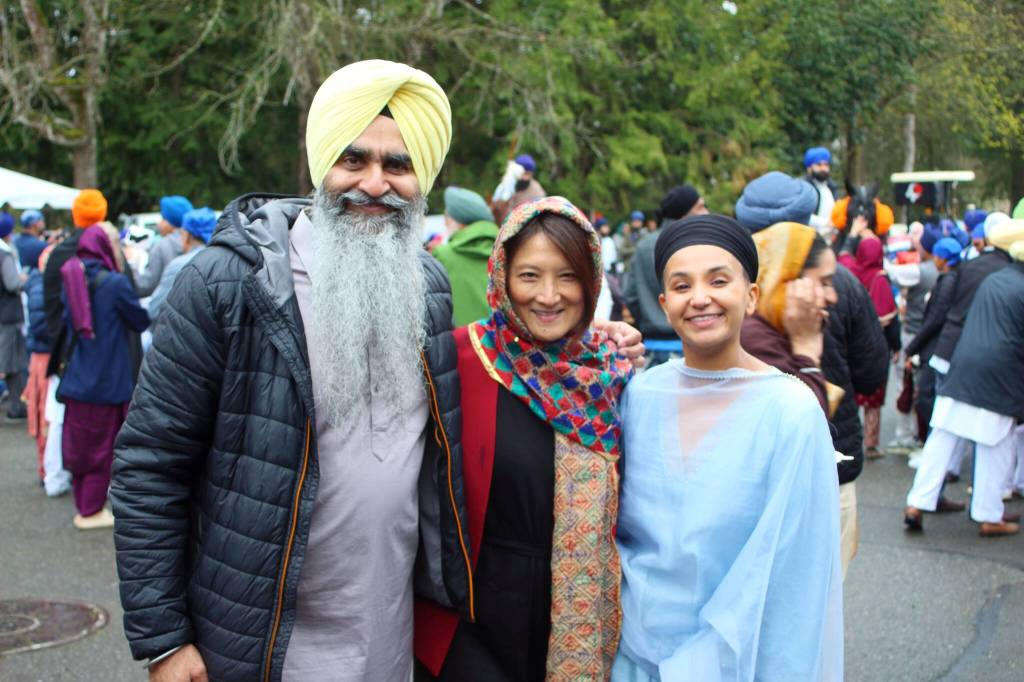 Hira Singh, State Rep. Mia Gregerson (D-33rd District) and Kent City Councilmember Sharn Shoker at the Vaisakhi event. Photo by Keelin Everly-Lang / the Mirror