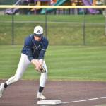 Nate Gilmore steps on first base after fielding a ground ball. Ben Ray / The Mirror