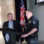 Photos by Keelin Everly-Lang / the Mirror
Mayor Jim Ferrell and FWPD Cmdr. Michael Coffey speak to the public at the April 30 town hall in Federal Way.