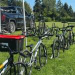Bikes were lined up in preparation for the Bike Safety event on May 21 at Mirror Lake Elementary School. Photo courtesy of Shelley Pauls.