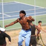 Ryan Kahulu shuffles up the hill during conditioning for Federal Way. Ben Ray / The Mirror